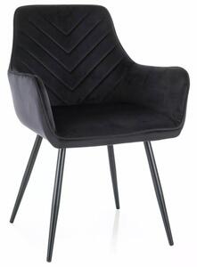 Fig Velvet Geometrikus Bársony Étkezőszék Fekete Matt Vázzal