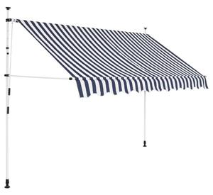VidaXL kézzel feltekerhető napellenző kék-fehér csíkokkal 300 cm