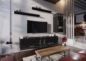 Salas 10 Magasfényű 5 modul Nappali fali bútorszett Fekete
