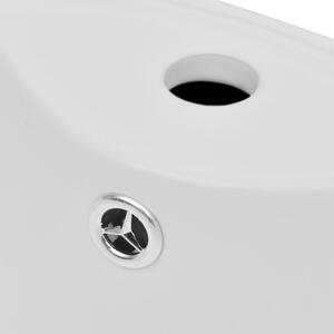 VidaXL Kerek álló kerámia fürdőszoba mosdókagyló csaptelep/túlfolyó lyukkal fehér