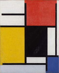 Mondrian, Piet - Reprodukció Composition with red, (30 x 40 cm)