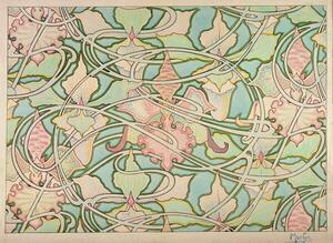 Mucha, Alphonse Marie - Festmény reprodukció Wallpaper design, (40 x 30 cm)