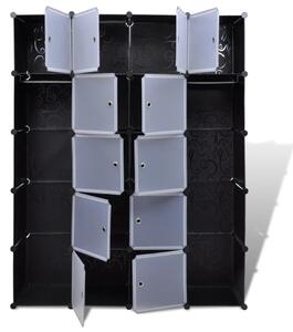 VidaXL 240499 Modular Cabinet with 14 Compartments Black and White 37 x 146 x 180,5 cm
