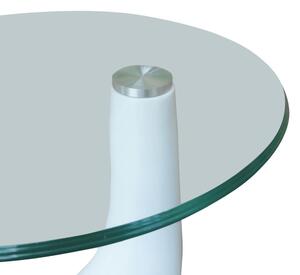 VidaXL 2 db magasfényű fehér dohányzóasztal kerek üveglappal
