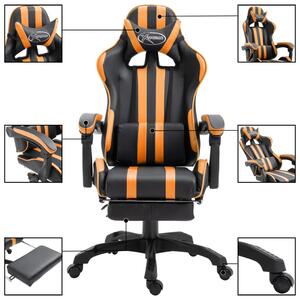 VidaXL narancssárga műbőr gamer szék lábtartóval