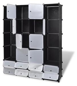 VidaXL 240501 Modular Cabinet with 18 Compartments Black and White 37 x 146 x 180,5 cm