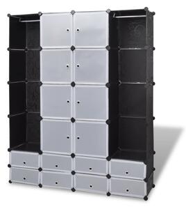 VidaXL 240501 Modular Cabinet with 18 Compartments Black and White 37 x 146 x 180,5 cm