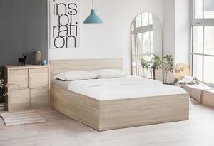 SOFIA ágy 140 x 200 cm, sonoma tölgy Ágyrács: Lamellás ágyrács, Matrac: Deluxe 10 cm matrac