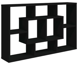 Fekete szerelt fa fali polc 85 x 16 x 52,5 cm