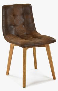 Tölgyfa szék - barna bőr imitáció