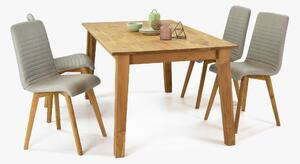 Mirek tölgyfa étkezőasztal és Arosa szürke székek