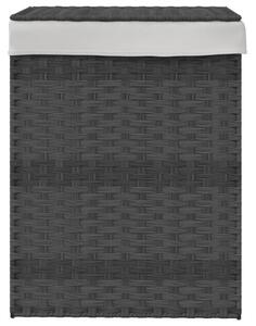 VidaXL szürke polyrattan szennyeskosár fedéllel 46x33x60 cm