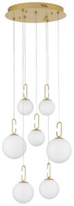 Fehér-arany üveg LED függőlámpa Nova Luce Kampó 56,6 cm