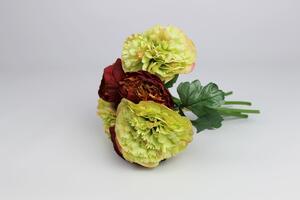 Zöldesbarna mű pünkösdi rózsa csokor 20cm