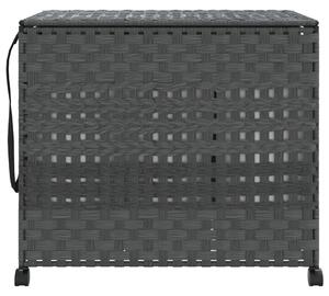 VidaXL szürke rattan szennyeskosár kerekekkel 66x35x60 cm