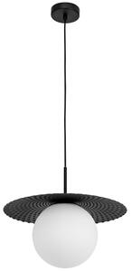 Opál fehér üveg függőlámpa Nova Luce Obbit 38 cm fekete felfüggesztéssel