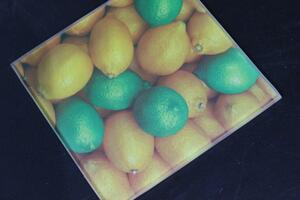 Sárga és zöld színű citrom mintás csészealjak 4db
