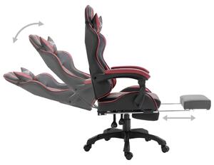 VidaXL bordó műbőr gamer szék lábtartóval