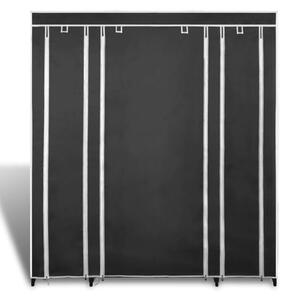 VidaXL fekete szövet ruhásszekrény tárolórekeszekkel 45x150x176 cm