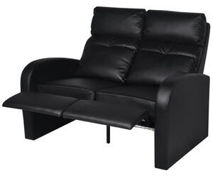 VidaXL LED 2 személyes műbőr dönthető támlájú fotel fekete