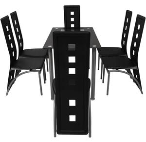 VidaXL Hét darab fekete étkezőgarnitúra