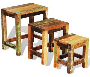 VidaXL 3 részes tömör újrahasznosított fa egymásba tolható asztal