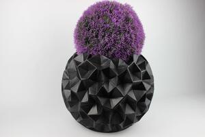 Fekete gömbölyű glamour virágcserép 40cm