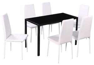 VidaXL 7 darabos Fekete és fehér étkező asztal szett