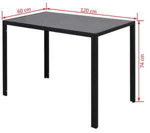 VidaXL 7 darabos fekete étkező asztal szett