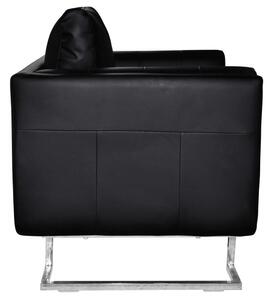 VidaXL fekete kocka alakú krómlábas műbőr fotel