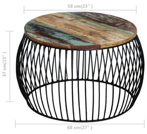 VidaXL kerek tömör újrahasznosított fa dohányzóasztal 68 x 37 cm