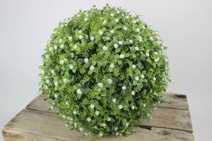 Zöld mű buxusgömb virágokkal 30cm