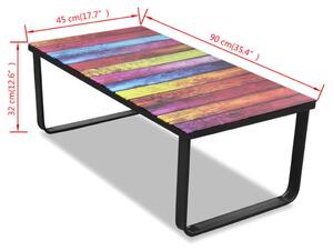 VidaXL dohányzóasztal szivárvány mintás üveglappal