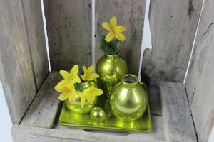 Zöld dekor tálca hozzáerősített vázákkal