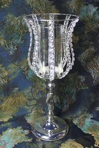 Ezüst luxus gyertyatartó drágakövekkel 52cm