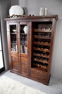 CAMBRIDGE koloniál bortartó szekrény, masszív akác
