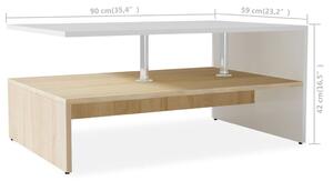 VidaXL tölgyfa/fehér színű faforgácslap dohányzóasztal 90 x 59 x 42 cm