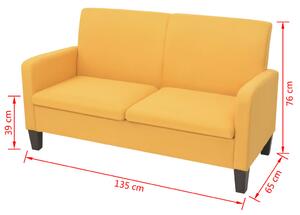 VidaXL 2 személyes sárga kanapé 135 x 65 x 76 cm