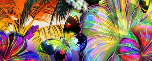 Poszter tapéta panoráma vlies Colorful butterflies