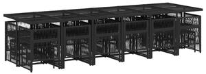 VidaXL 17 részes fekete polyrattan kerti étkezőgarnitúra párnákkal