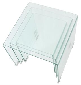 VidaXL Három részes egymásba illeszthető asztal szett edzett üvegből
