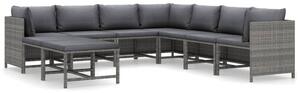9 részes szürke polyrattan kerti ülőgarnitúra párnákkal
