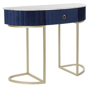 Konzol velvet márvány 100x40x76 bársony kék