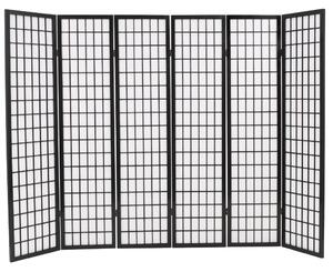 VidaXL 6 paneles, fekete, japán stílusú paraván 240 x 170 cm
