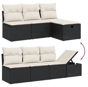 VidaXL 7 részes fekete polyrattan kerti ülőgarnitúra párnával