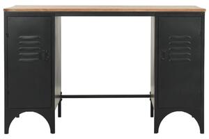 VidaXL tömör fenyőfa és acél kétszekrényes íróasztal 100 x 50 x 76 cm