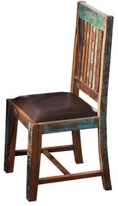 Massziv24 - OLDTIME szék, bőr, 2 szett, lakkozott öregfa, barna