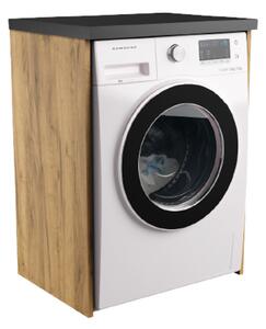 TWIST fürdőszoba szekrény mosógéphez, 66x90x50, kraft tölgy/fekete