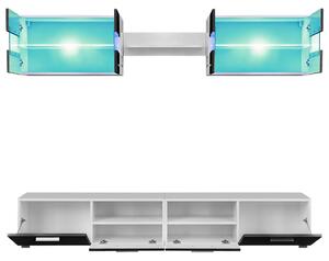 VidaXL 5-részes magasfényű fekete fali TV-szekrény LED-fényekkel