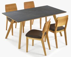 Hatszemélyes Dekton étkezőasztal + Norman tölgy székek